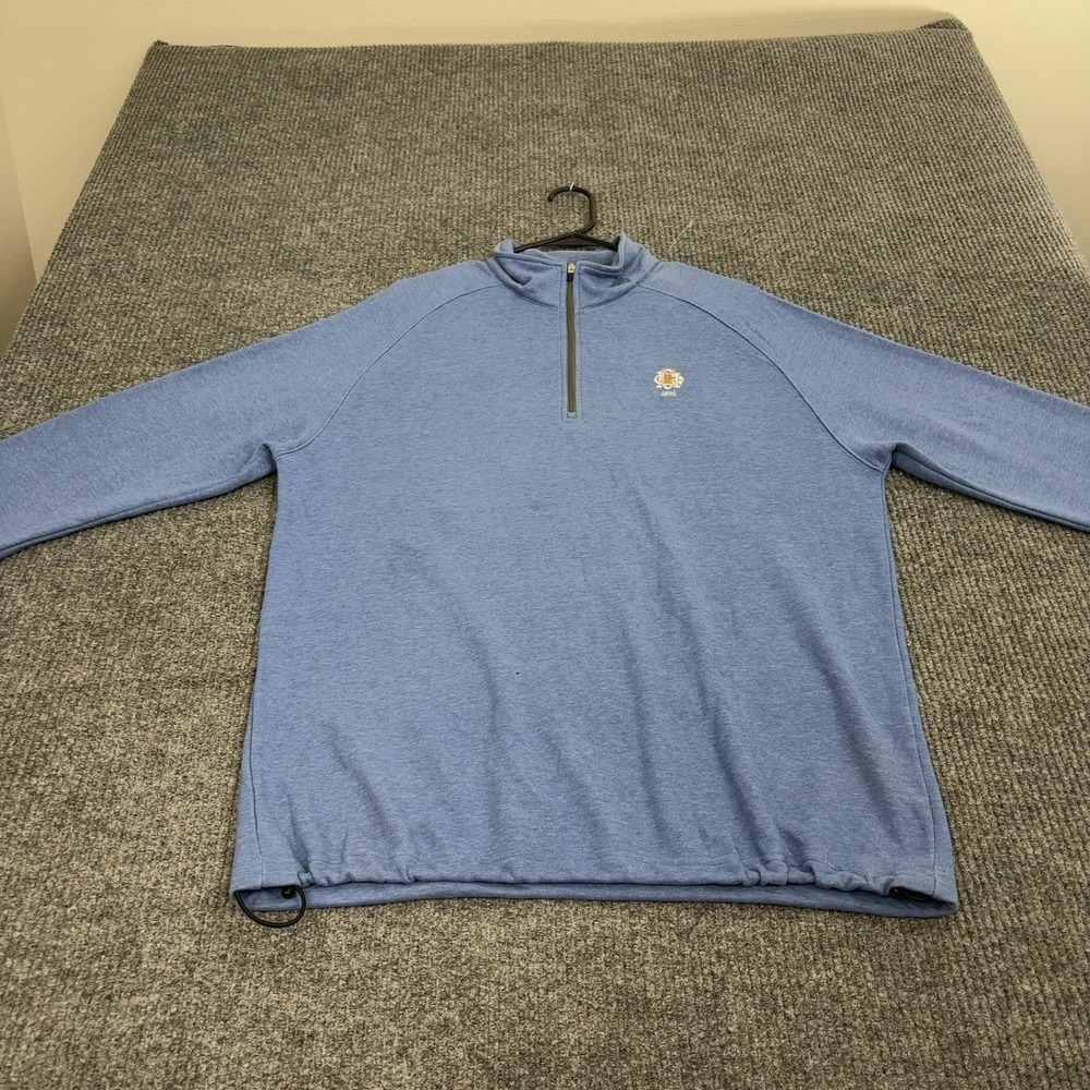 Dunning Golf Quarter Zip Mens L Blue Polyester Cotton‎ Mock Neck Pullover Sport
